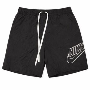 Nike Black Athletic Shorts with White Drawstring and Logo